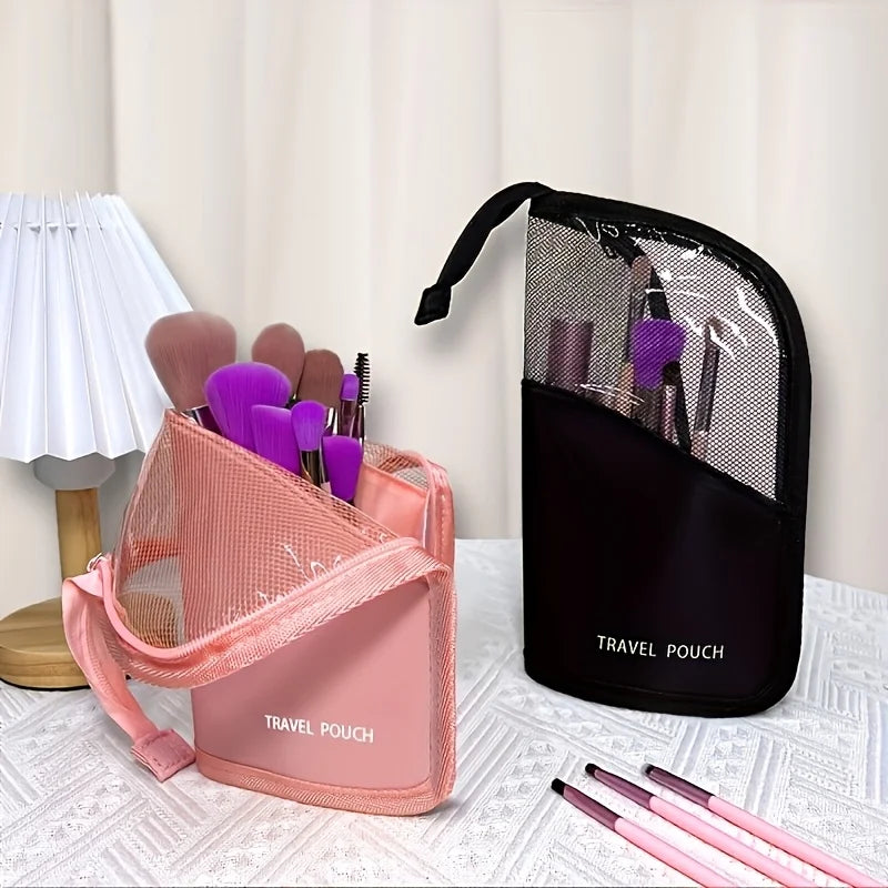 A Spacious Vertical Eyebrow Pencil Case, a Portable Organizer Bag for Makeup, Perfect for Women - Easy to Use And Carry.