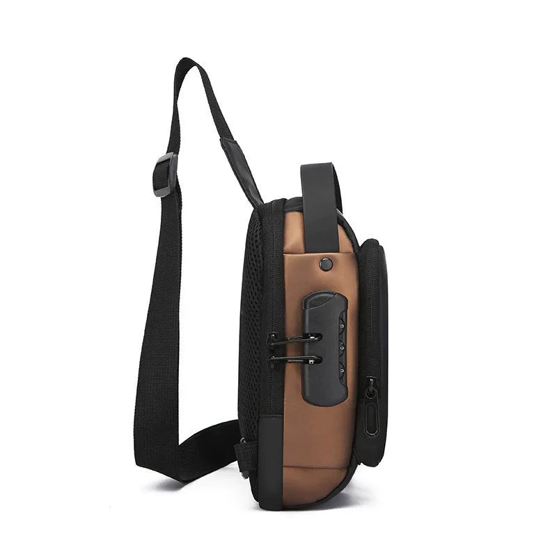 Durable Oxford Fabric Men's Sling Bag - Stylish Motorcycle Crossbody Chest Pack with Phone Pocket, Zip Closure for Daily Commute
