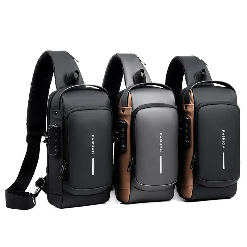 Desinger Multifunction Anti-theft USB Shoulder Crossbody Bag Travel Sling Pack Messenger Pack Chest Bag Male Luxury Brand Men