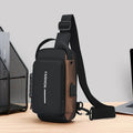 Durable Oxford Fabric Men's Sling Bag - Stylish Motorcycle Crossbody Chest Pack with Phone Pocket, Zip Closure for Daily Commute