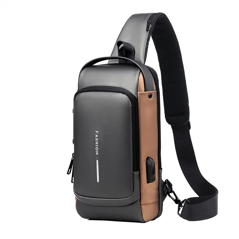 Desinger Multifunction Anti-theft USB Shoulder Crossbody Bag Travel Sling Pack Messenger Pack Chest Bag Male Luxury Brand Men