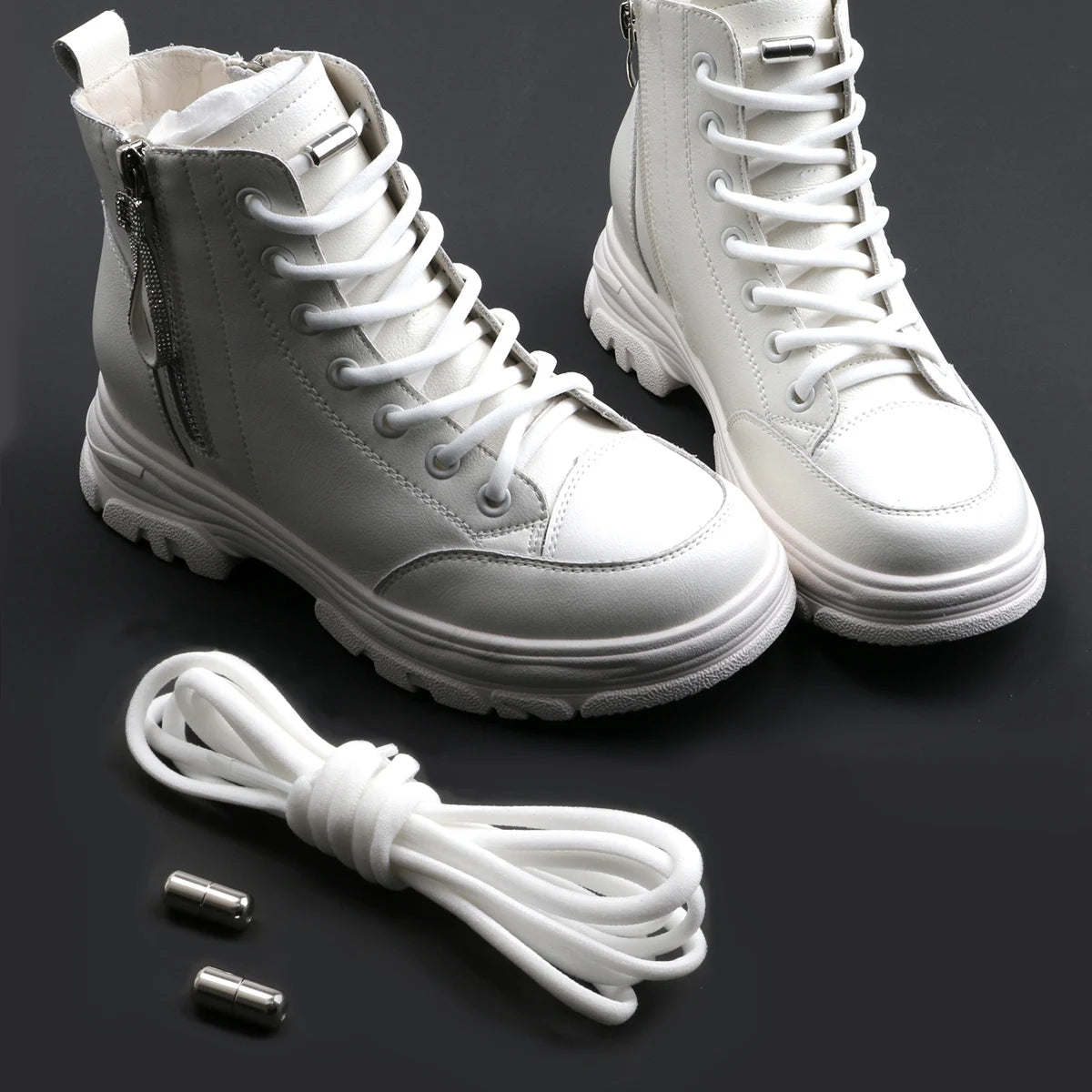 1pair Laces Closure, Metal Capsules,  Metal Capsule Lock, Lazy Metal Capsule Laces, Capsule Closure, Lazy Shoelaces for Trainers