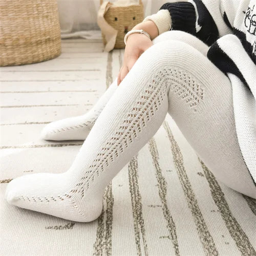 0-8Years Summer Baby Tights For Girls Fashion Knitted Ribbed Children's Pantyhose Solid Mesh Toddler Cotton Leggings For Girls