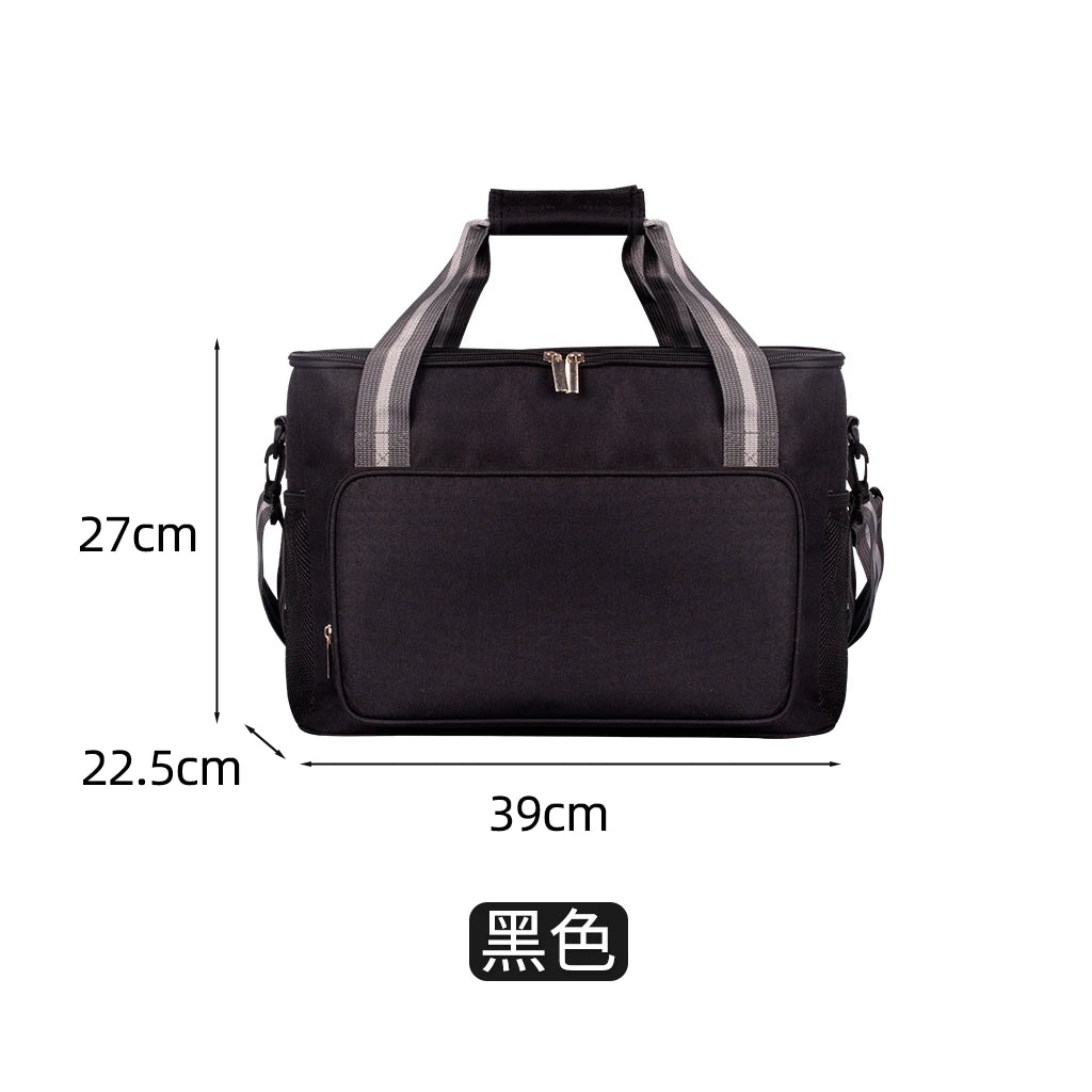 Large Insulated Lunch Bag Black Waterproof Leak-proof Thickened Handheld/Shoulder Carry Outdoor Picnic Lunch Bag