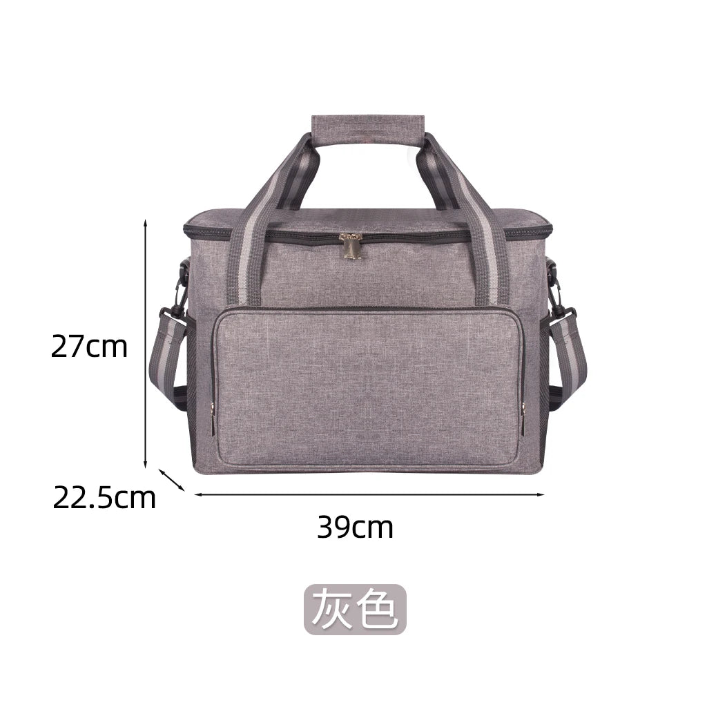 Large Insulated Lunch Bag Black Waterproof Leak-proof Thickened Handheld/Shoulder Carry Outdoor Picnic Lunch Bag