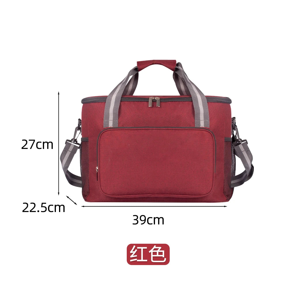Large Insulated Lunch Bag Black Waterproof Leak-proof Thickened Handheld/Shoulder Carry Outdoor Picnic Lunch Bag