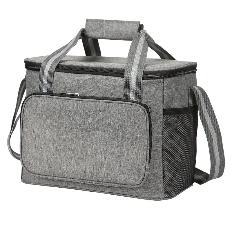 Large Insulated Lunch Bag Black Waterproof Leak-proof Thickened Handheld/Shoulder Carry Outdoor Picnic Lunch Bag